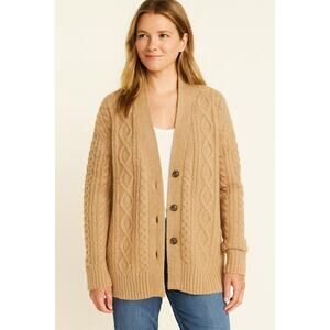 J.Crew Women's SZ S Cable-Knit Stretch Cardigan Sweater Merino Wool Alpaca Blend